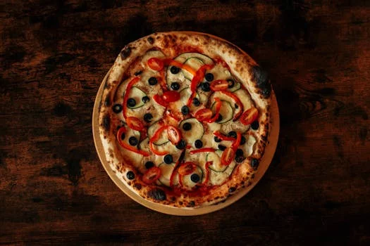 veggie supreme pizza with colorful vegetables